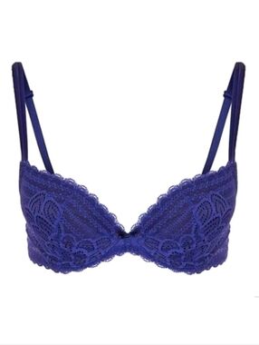 New! CHANTELLE Merci Push-Up Bra 34DDD Blue Lace Underwire